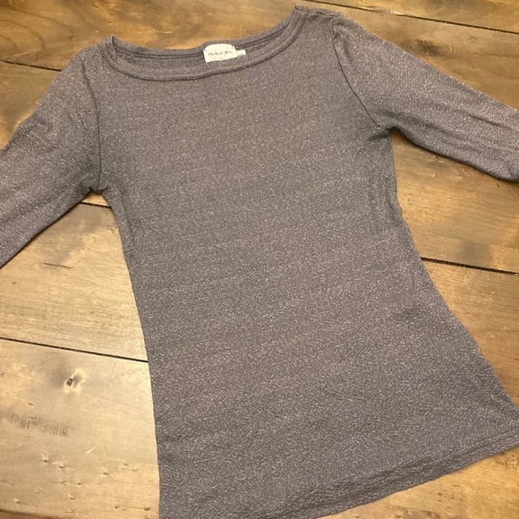Michael Stars for Anthropologie gray knit‎ metallic thread quarter sleeve blouse - Picture 1 of 4